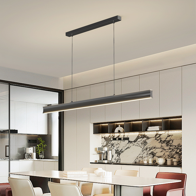 Nuevo candelabro de restaurante de color nogal, moderno y simple, nuevo salón de té zen chino, lámpara de mesa de estudio de tira larga de madera maciza