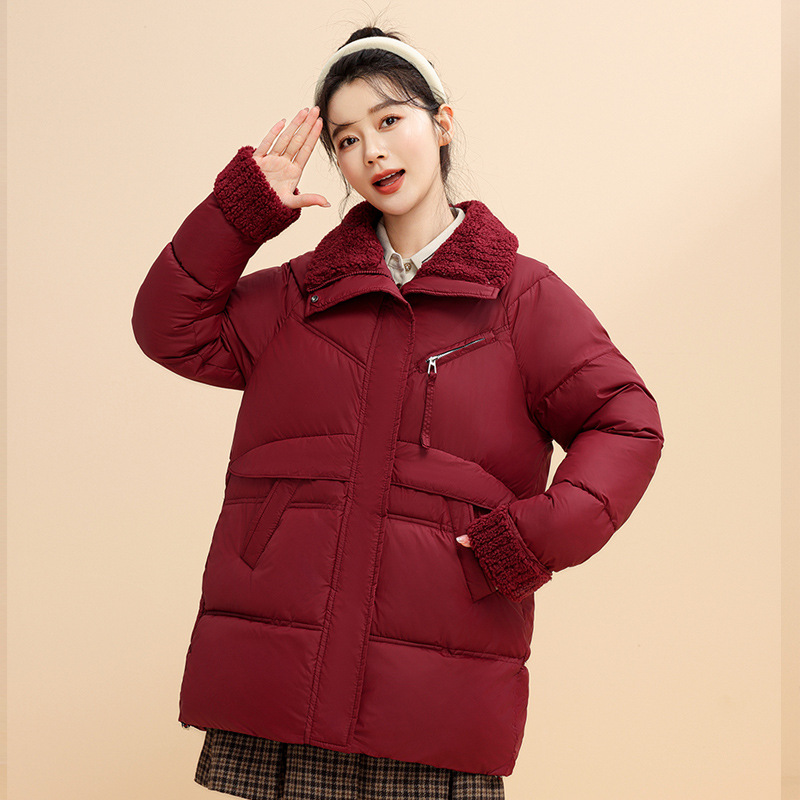 Europa y América ropa de algodón mujer 2025 invierno nuevo estilo de ropa de algodón coreana con capuchón grueso medio largo abrigo de pan suelto al por mayor image 10