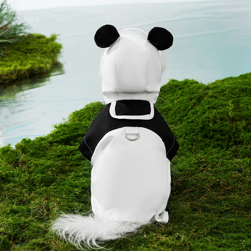 Perro de dos patas panda adorable chaqueta impermeable perro pequeño y medio día lluvioso impermeable ropa de perro de mascota impermeable