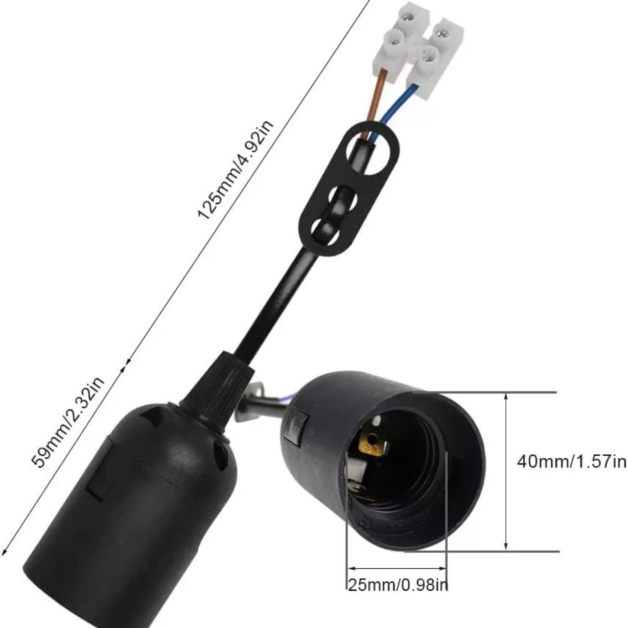 Wholesale E27 Screw Lamp Holder European Standard Card Type E27 with Wire Terminal Chandelier Accessories with Wire Lamp Holder Lamp Holder