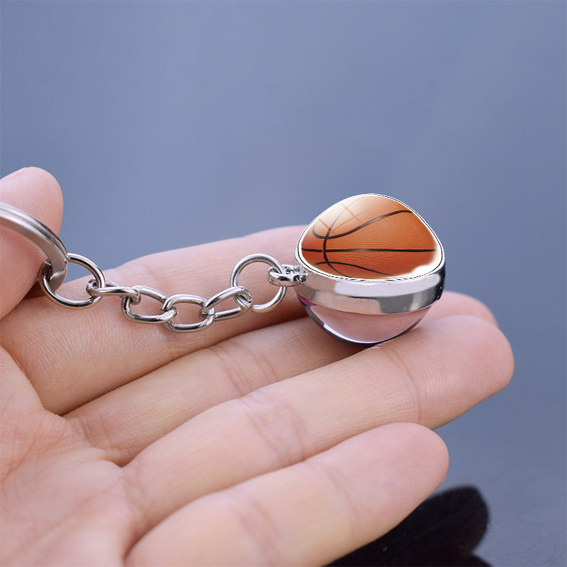 football glass keychain for keys