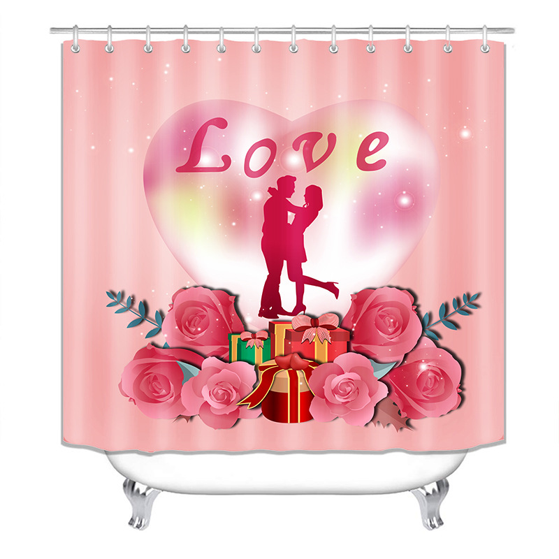 Día de San Valentín chino Cortina de ducha escena cálida diseño Fondo paño traje de baño