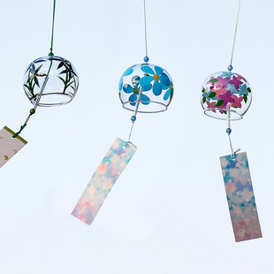Japanese-Style Japanese Cherry Blossom Wind Chimes Handmade Glass Japanese Style Gift Pendants Cute Small Pendants Fresh Bedroom Pendants