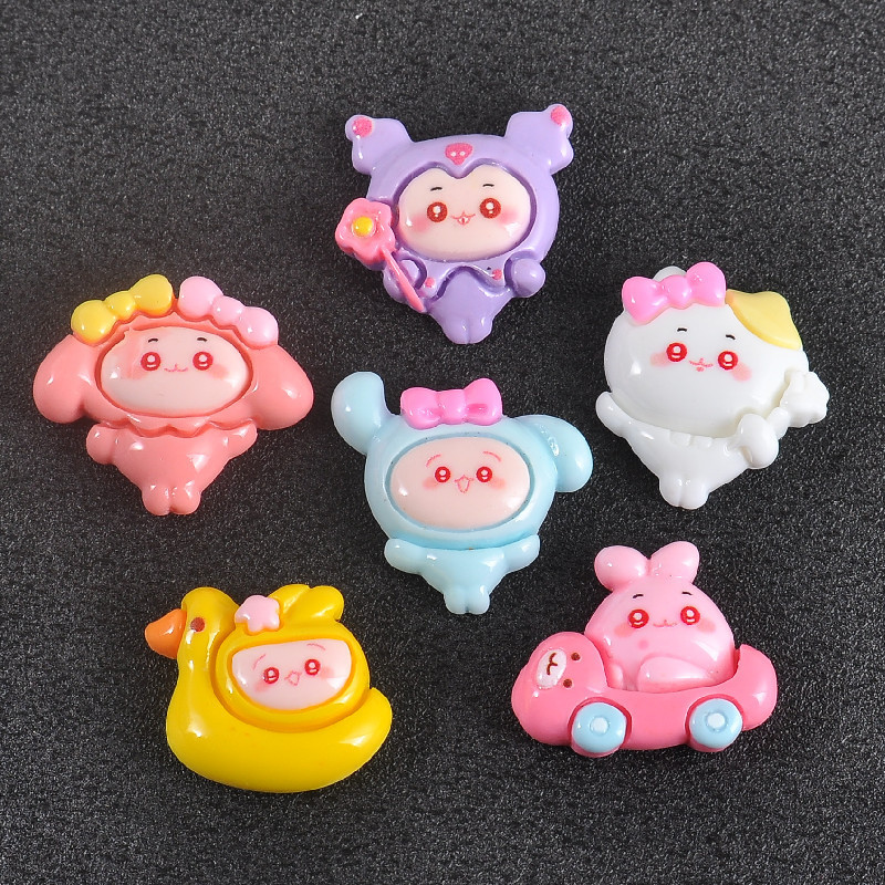 Cute Garland Animal Cartoon Cream Glue Accessories Resin diy Jewelry Hairpin Hole Shoe Buckle Decorative Accessories