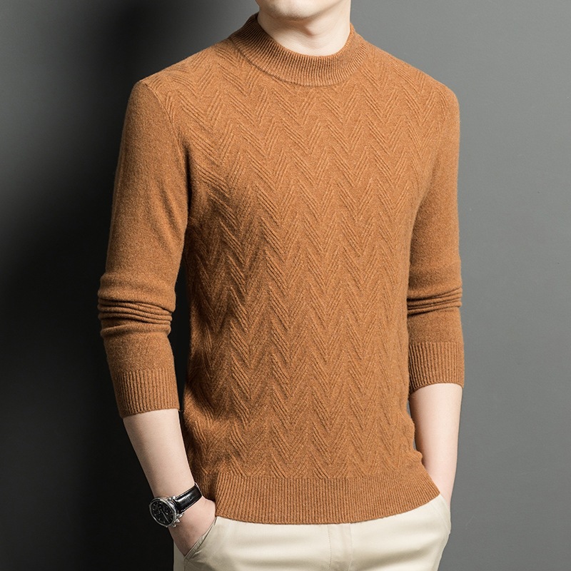 圆领针织羊绒衫休闲男士中年男装冬季羊毛衫男装加厚保暖毛衣2024