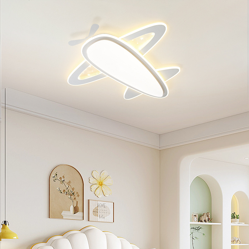 [Estrictamente seleccionado] Lámpara de techo de protección ocular para la habitación de los niños, equipo led de espectro completo, niño y niña, habitación de avión minimalista moderna