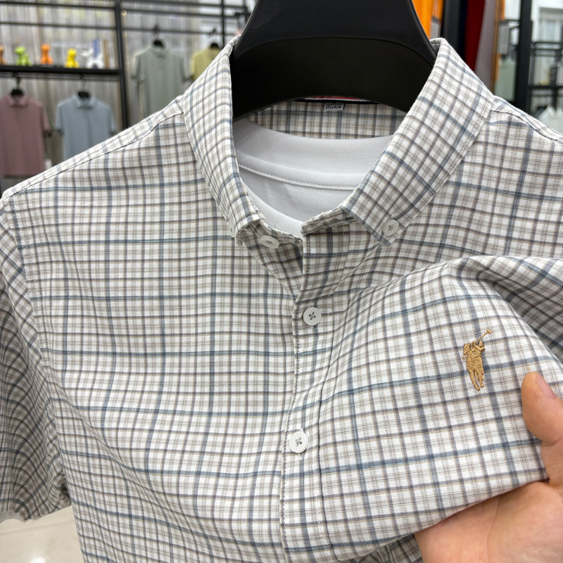 Paul Pure Cotton Shirt for Men, Short-Sleeved, Loose Fit, Summer, Middle-Aged, Dad Style, Half-Sleeve, Wrinkle-Free Shirt, Men's Plaid