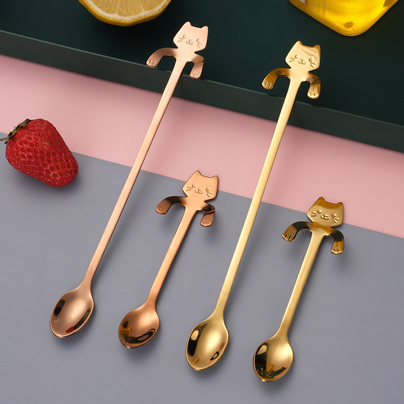 Cross-Border 304 Stainless Steel Coffee Spoon Cat Spoon Hanging Cup Stirring Dessert Tea Spoon Hanging Long Handle Mug Ice Spoon Cross-Border 304 Stainless Steel Coffee Spoon Cat Spoon Hanging Cup Stirring Dessert Tea Spoon Hanging Long Handle Mug Ice Spoon
