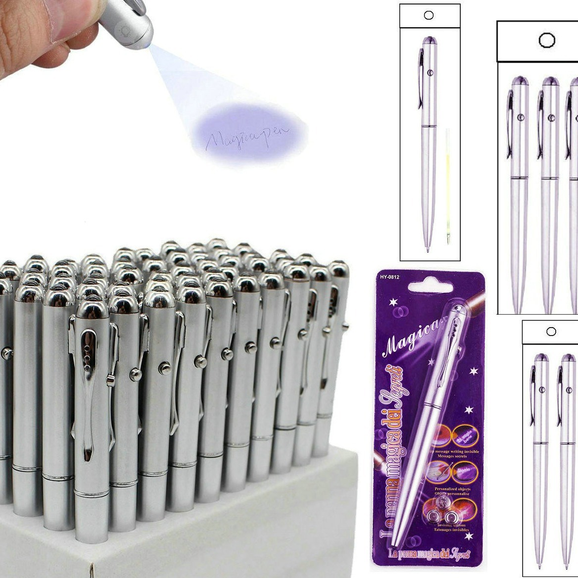 El registro de la pen incoloro desaparece misterioso bolígrafo invisible bolígrafo detector de billetes bolígrafo bolígrafo con efecto LED