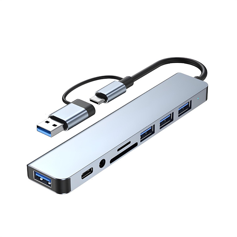 Usb拡張ドックhubハブカードリーダーのノートパソコンのマルチインターフェースtypecダブルヘッド8-1拡張ドック|undefined