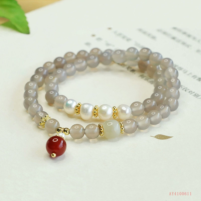 爱钰 Organic agate bracelet from pearl, wholesale