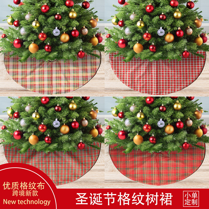 Falda de árbol a cuadros de Navidad de nuevo estilo transfronterizo, lujo ligero, artesanía a rayas a cuadros de estilo europeo, decoración de escena navideña al por mayor image 1