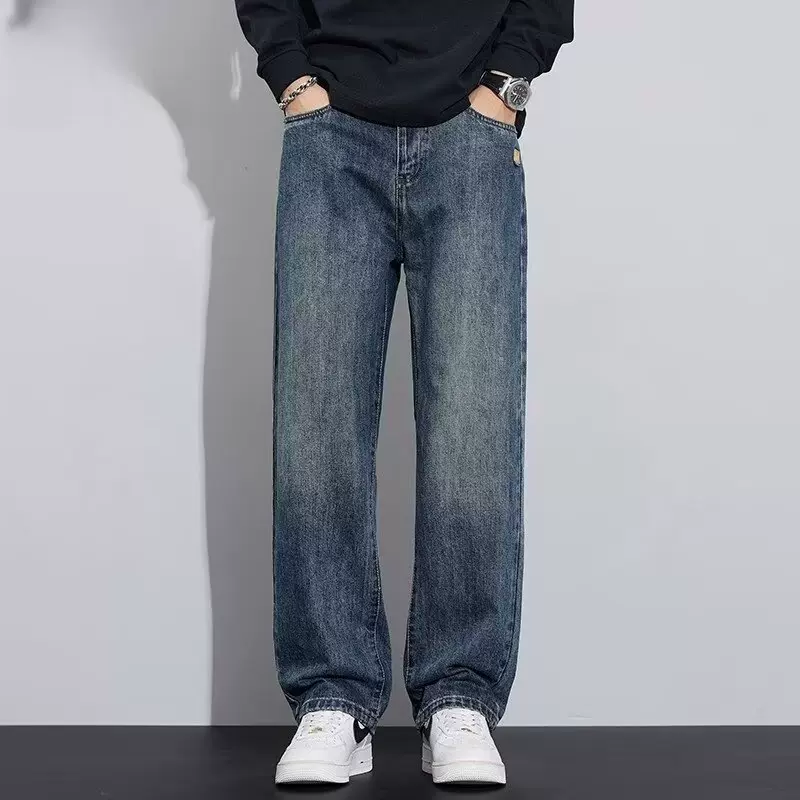 潮仑布跨境牛仔裤男士美式秋季新款潮牌高街水洗休闲长裤男牛仔裤