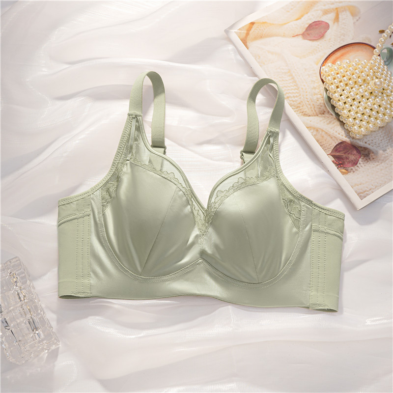 6619 Encaje de satén de lujo ligero, senos grandes sexy, ropa interior pequeña, delgada y cómoda, sujetador ajustable anti-flacidez