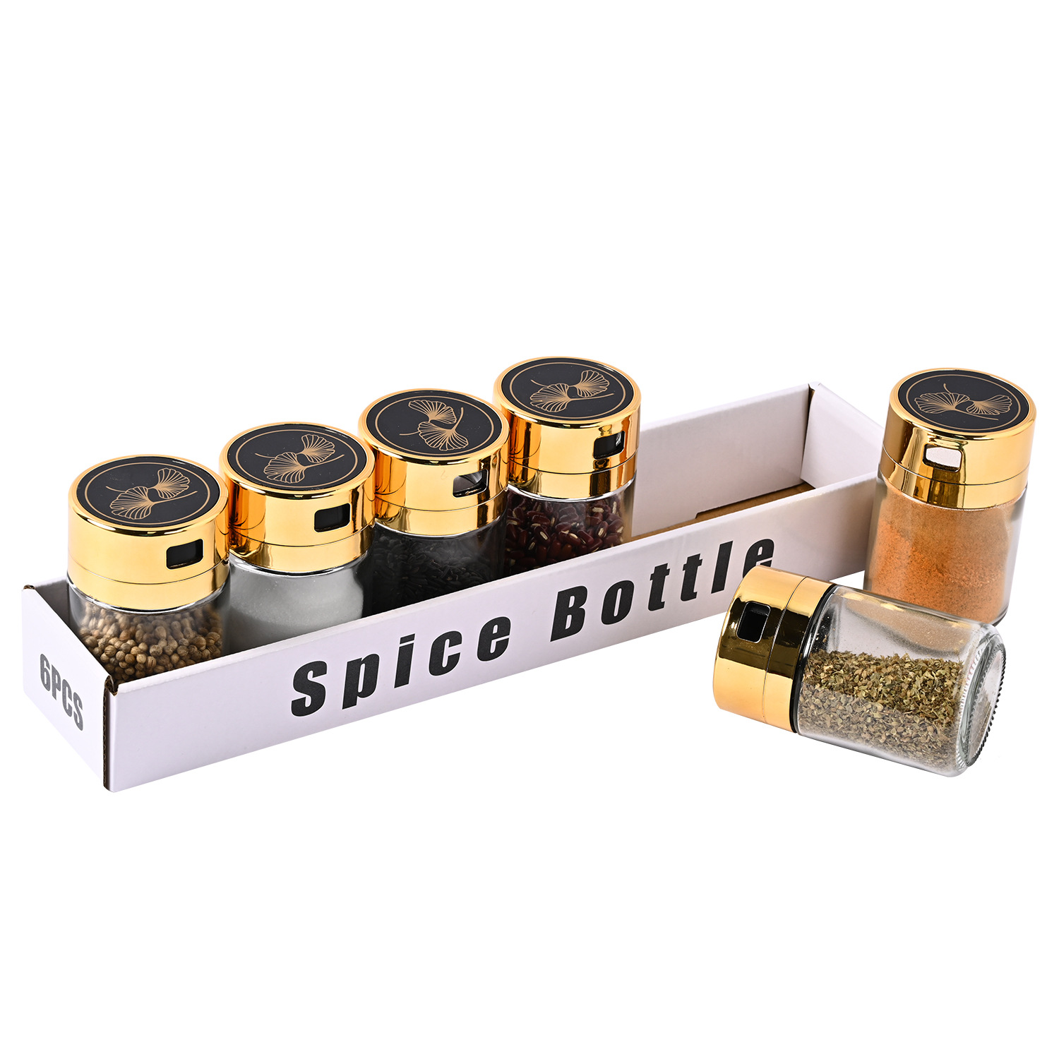 Venta caliente transfronteriza cocina de acero inoxidable Luz de lujo de vidrio condimento tarro traje hogar sellado de vidrio condimento tarro al por mayor