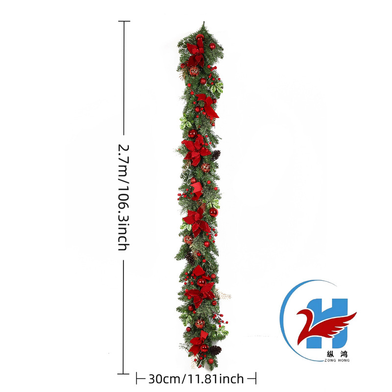 クロスボーダークリスマスリース、ベルベットの赤い花、クリスマス風デコレーションセット、ホリデーリース、逆さ飾り、ホームデコレーション|undefined