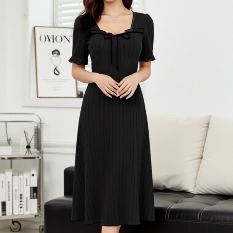 Casal hogar arco de hormigón mangas cortas vestido de dormir largo se puede usar vestido elegante dulce perezoso