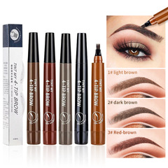 Chinese and English version four-pronged liquid eyebrow pencil micro-engraved Korean version 4-pronged four-prong liquid eyebrow pencil long-lasting sweat-proof and waterproof