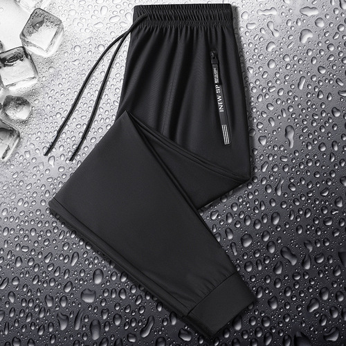 Casual letter printed ice silk pants 2024 new style simple trousers trousers quick-drying casual pants thin men's trousers