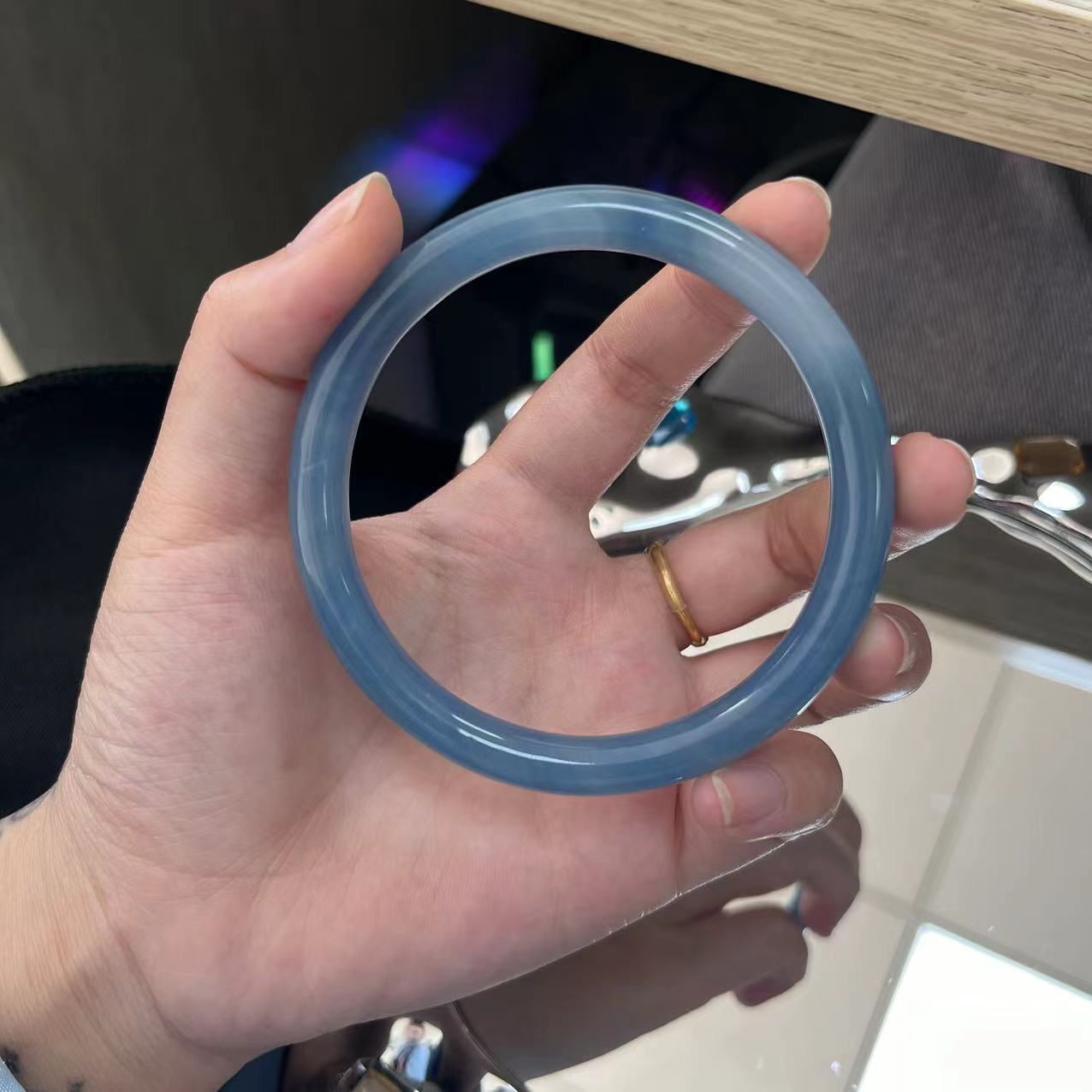 Nuevo diablo de vidrio chino pulsera azul, pulsera verde, pulsera de jade azul marino, pulsera de jade azul marino