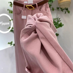 (現物) 気が狂った! 春と夏の秋の服の新型のアメリカ式の軽くて豪華なハイウエストの垂れ下がった感の広い足のジーパン