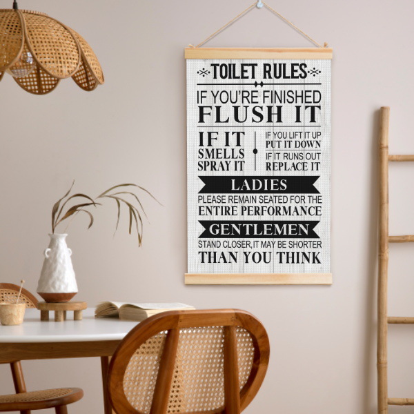 Bathroom toilet rules scroll painting factory a generation of high-definition solid wood scroll painting cross-border e-commerce Temu