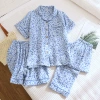 Lapel leopard print panda blue three-piece suit--Z