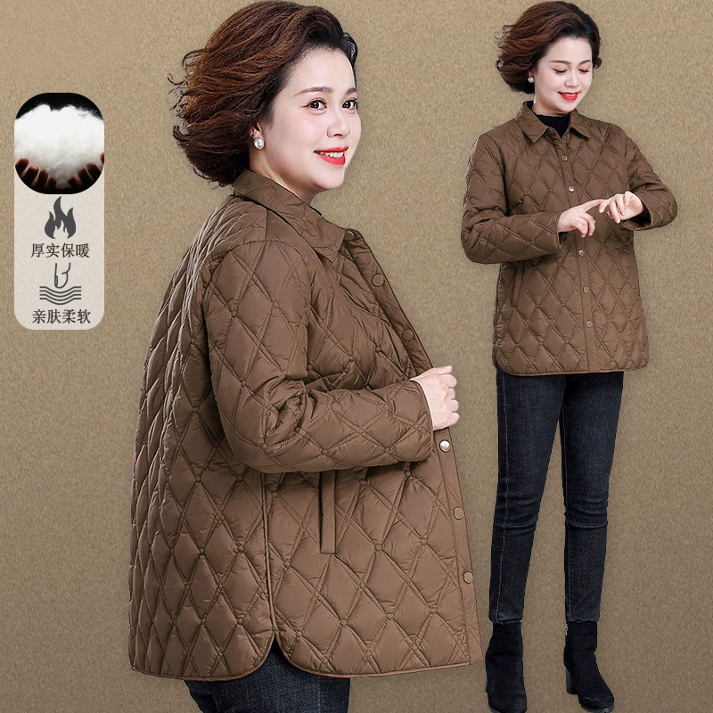 Мама легкая пуховая хлопчатобумажная одежда осень зима 2024 новый средний и пожилой хлопчатобумажная куртка женский зимний средний возраст хлопчатобумажная куртка