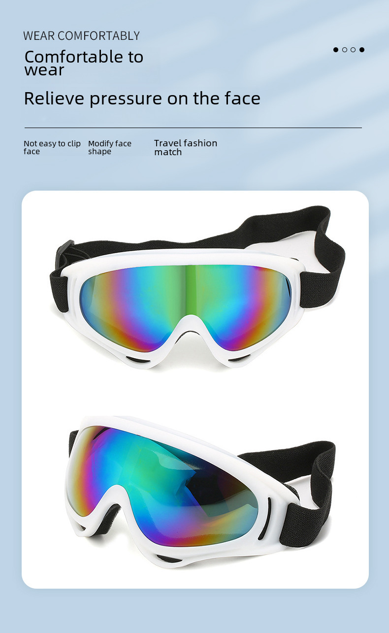 White dazzling winter ski glasses Motorcycle goggles Sports mountaineering goggles Outdoor riding glasses_voghion.com