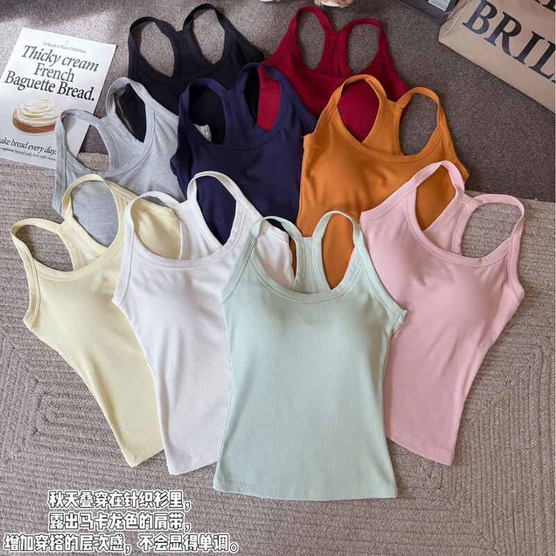 Lulu-Style Ebb Racerback Sports Tank Top for Women with Fixed Chest Pads, Slim Fit, Casual Versatile Top Lulu-Style Ebb Racerback Sports Tank Top for Women with Fixed Chest Pads, Slim Fit, Casual Versatile Top