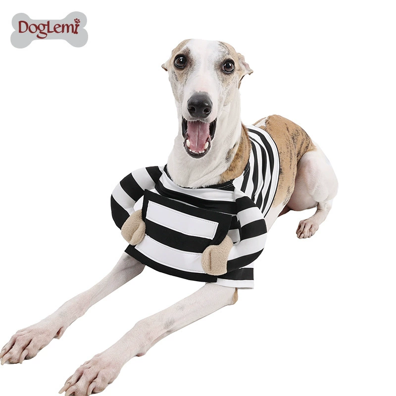 Новый свитшот для питомца на Хэллоуин и Рождество, забавный наряд, трансформирующий костюм Тедди, полосатая одежда для собак-заключенных оптом