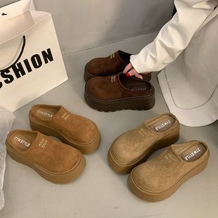 Women's Thick Bottom Bottom Half Slippers 2025 Spring New Retro All-match Lazy Slip-on Non-slip Borken Shoes