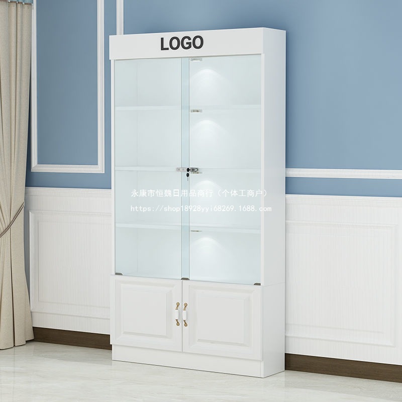 玻璃门带锁玻璃展示柜化妆品美发店护肤品饰品货架礼品柜带锁清仓