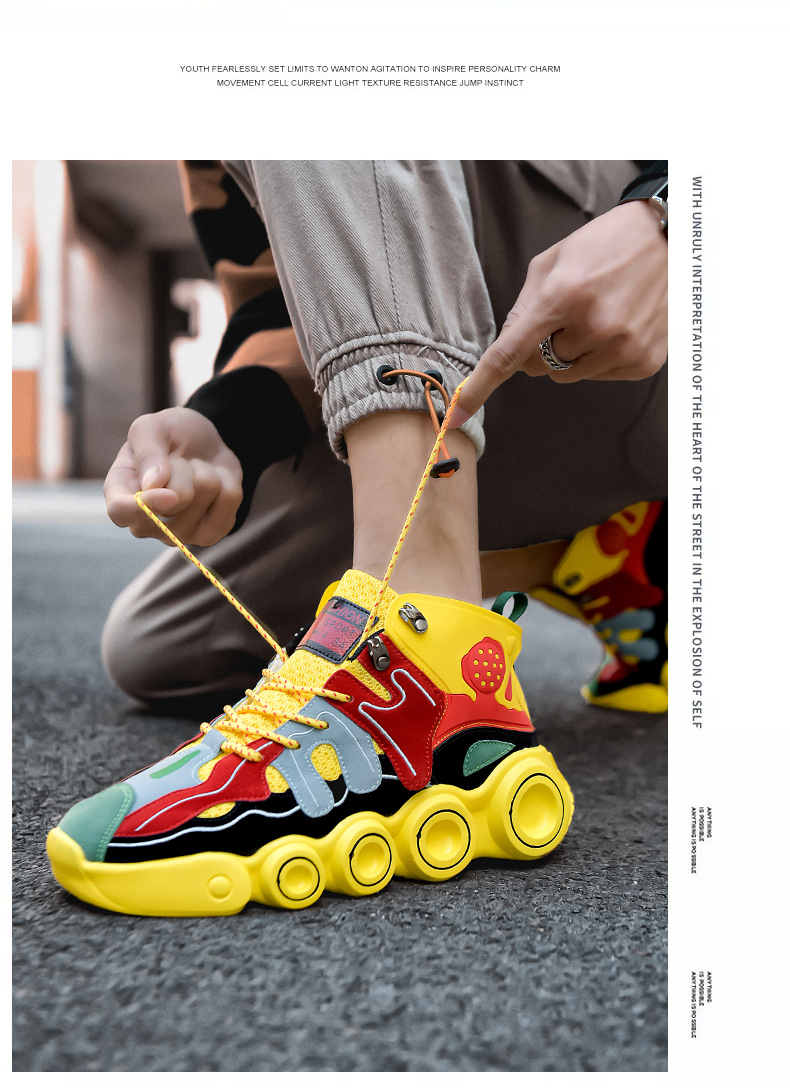 Men's Colour-matching Mesh High-top Sneakers For Men_voghion.com