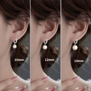 Authentic 999 Sterling Silver Earrings Elegant Big Pearl Earrings Women's Silver Earrings 2024 New Explosions Light Luxury High genuine goods
