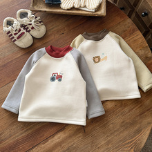 婴幼儿半高领打底衫蚕丝冬装新款男宝宝保暖百搭卡通长袖上衣 a类