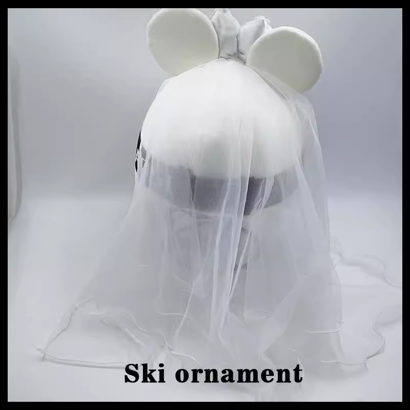 Ski Hat with Veil Ski Helmet Cover Decoration Cute Snowboard Paragliding