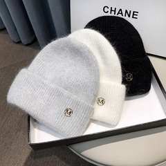 女性用の新しい秋と冬のウールの帽子、厚いベルベットの暖かいニット帽、大きな頭囲、軽い高級スタイル、耳保護防寒帽子、シンプルなスタイル