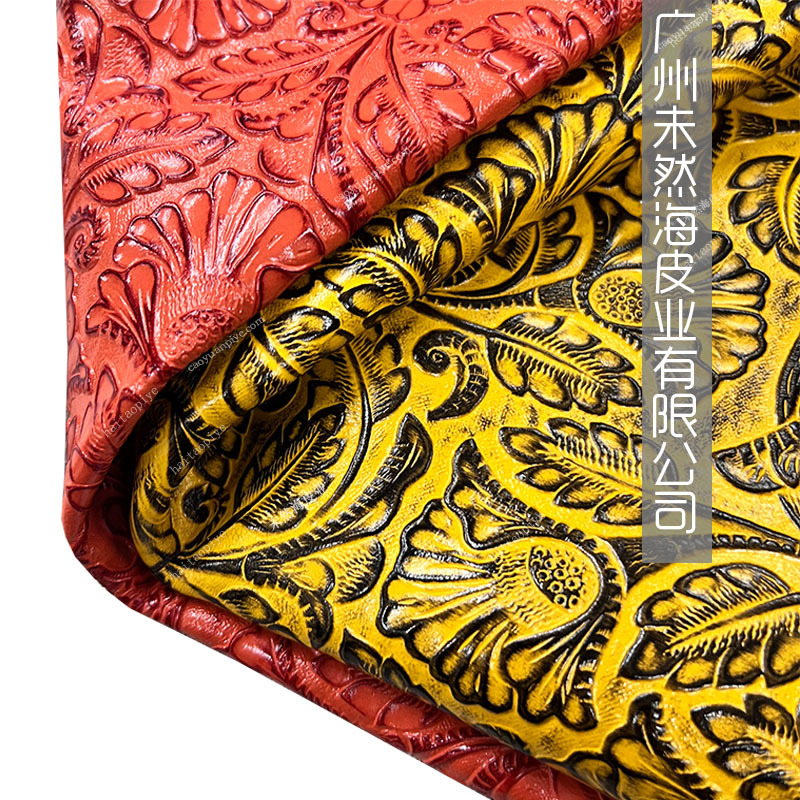 双色擦蜡唐草花压纹复古多颜色头层牛皮饰品剑鞘用真皮