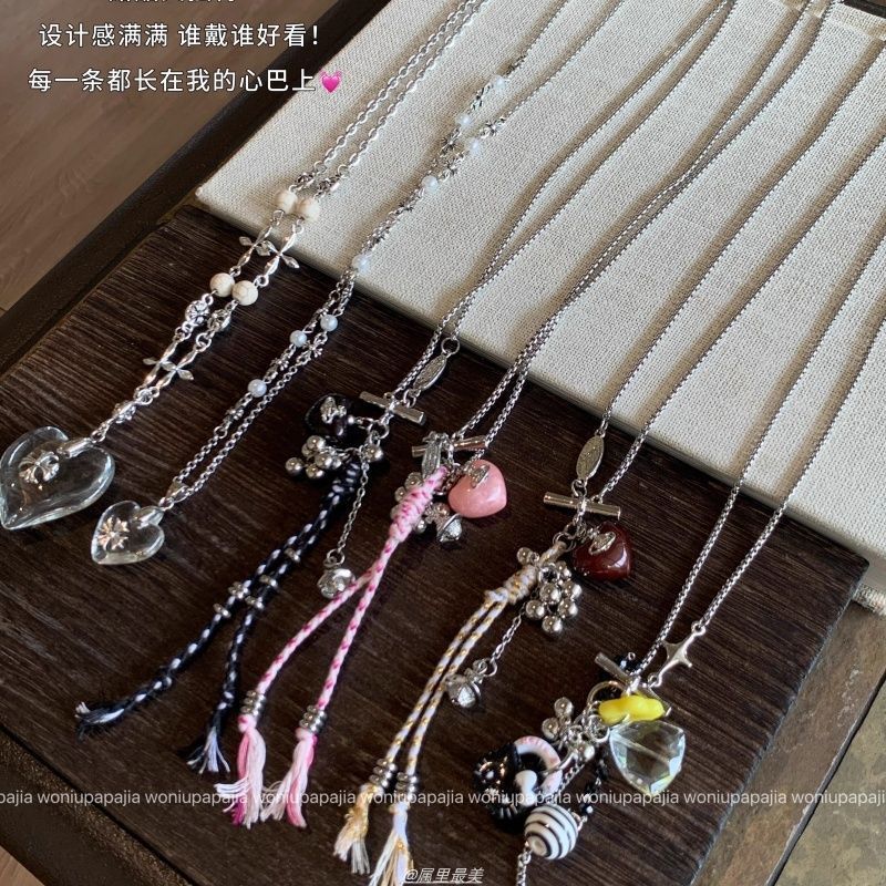 ins甜酷爱心吊坠项链女款小众设计长款个性毛衣链卫衣链挂脖配饰|undefined