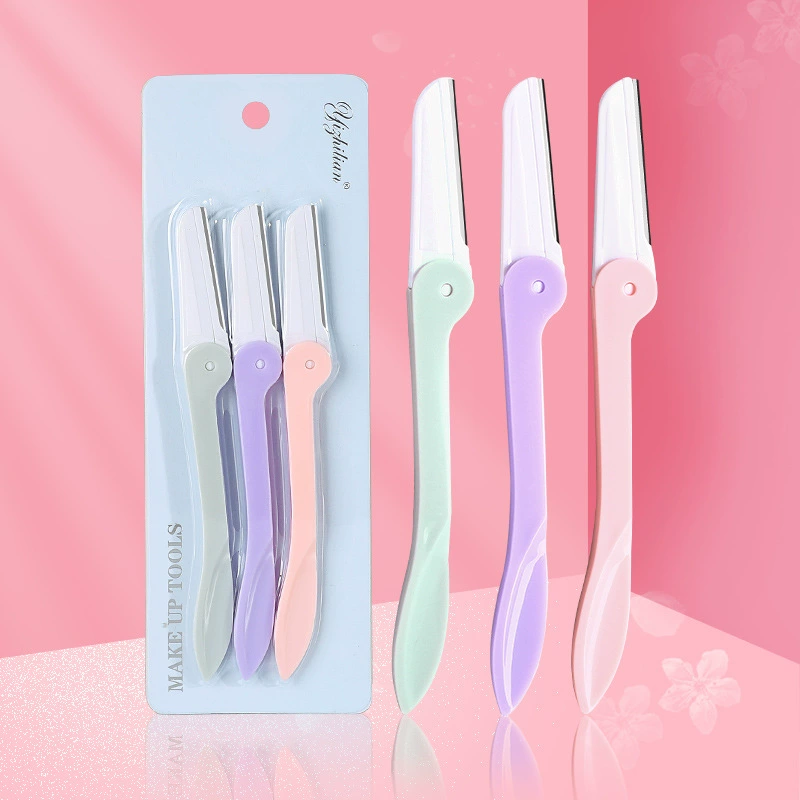 Eyebrow Razor Set, Foldable Handle with Protective Cover, Multi-Color Bulk Pack
