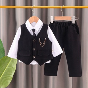 Children's New Suit suit Baby One-year-old Dress Baby Fashion Casual Vest Suit Three-piece Set