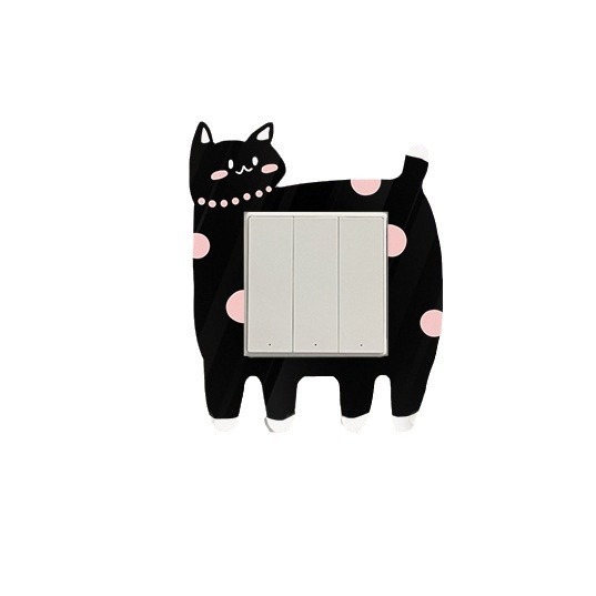 Interruptor de gato de punto de onda decorado pegatina de pared doble cubierta protectora de zócalo acrílico impermeable cubierta de marco de belleza doméstica