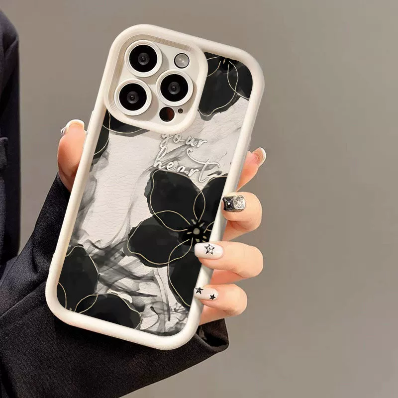 Apple, совместимый чехол для телефона, матовый iPhone 16, цветочный дизайн, iphone, 17promax, 15
