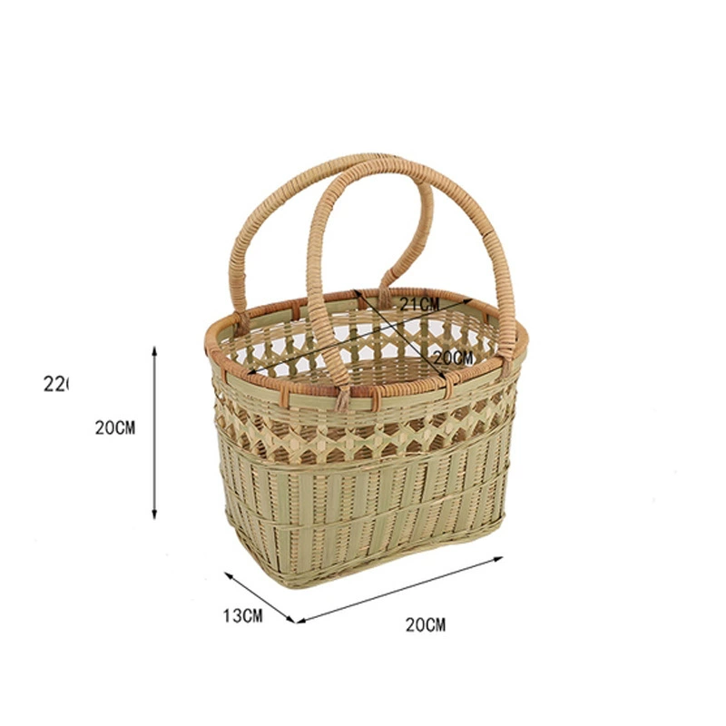 Пользовательская handmade бамбуковая редакторская рука -поднятая овощная корзина дом бамбуковая плетеная корзина для фруктов яиц супермаркеты купить овощные корзины