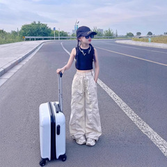 女の子パンツ夏薄い 2025 新しい子供のズボン夏ルーズストレート子供のオーバーオールカジュアルパンツ