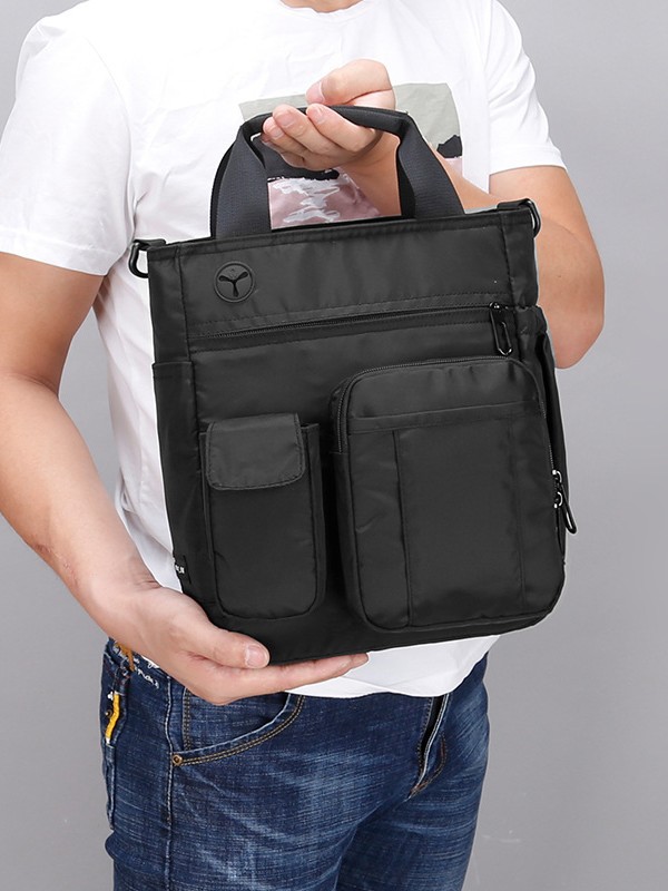 Bolso de hombro de un solo hombre bolso de mano multifuncional de ocio viaje de negocios bolsa de computadora de archivo de tela de nylon