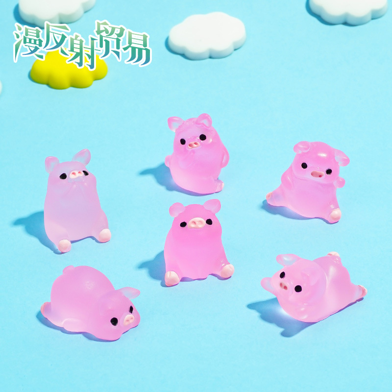 Luminoso Cerdito mate Comercio electrónico Accesorios luminosos hechos a mano de bricolaje Accesorios de resina Decoración de micro paisaje Papelería Regalos