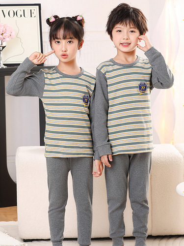 Boys' warm innerwear set pure cotton girls' autumn clothes autumn pants children's pajamas baby middle and small children cotton sweater