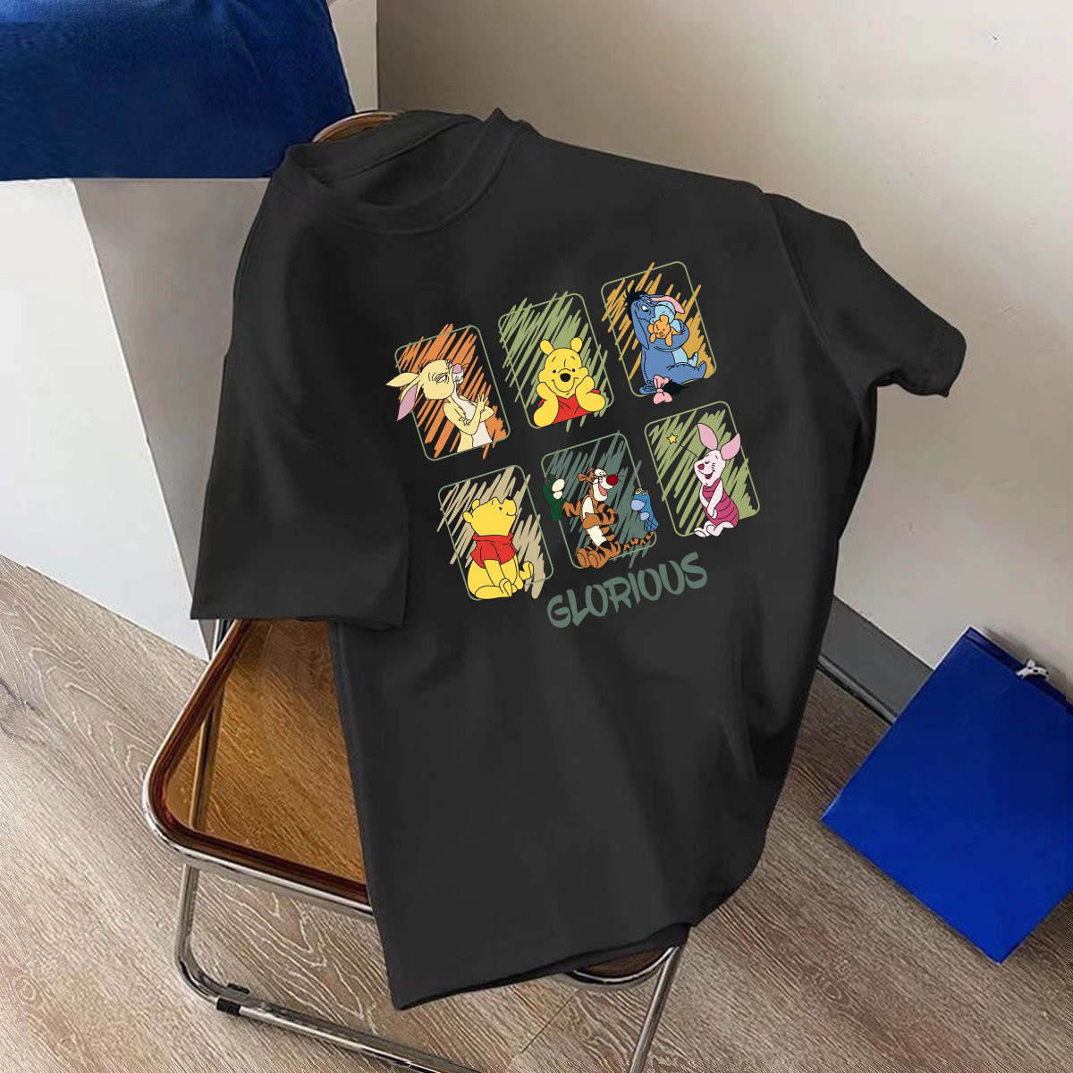 Ice Silk mujer manga corta Camiseta pareja mismo oso fresa nuevo ins cuello redondo Camiseta versátil casual Top ropa image 11